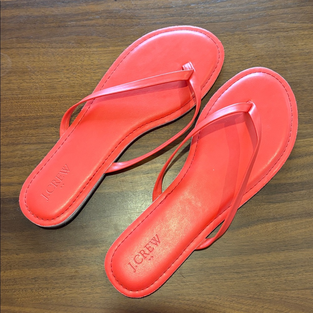 J. Crew Red Leather Sandal Slides Never Worn